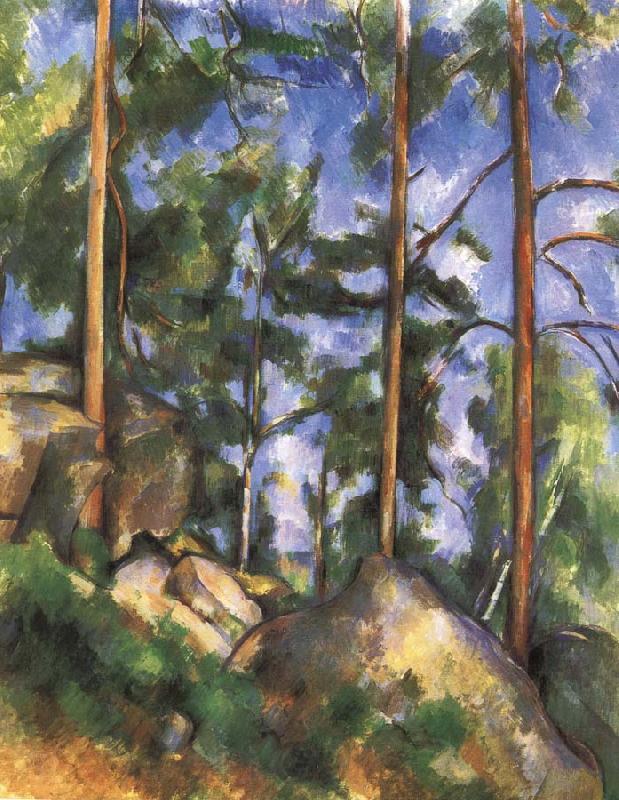 Paul Cezanne pine trees and rock Spain oil painting art